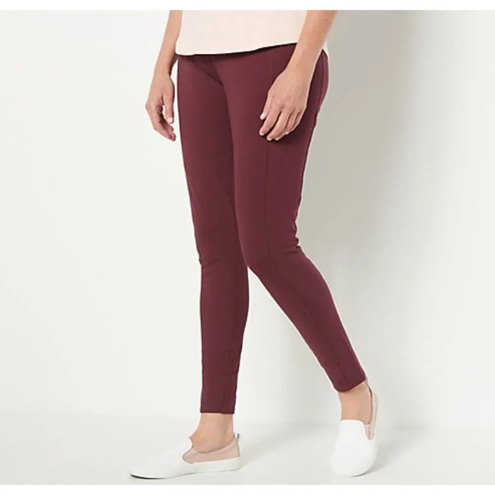 Denim & Co. Deep Burgundy Active Petite Duo Stretch Pant Size Petite X-Small